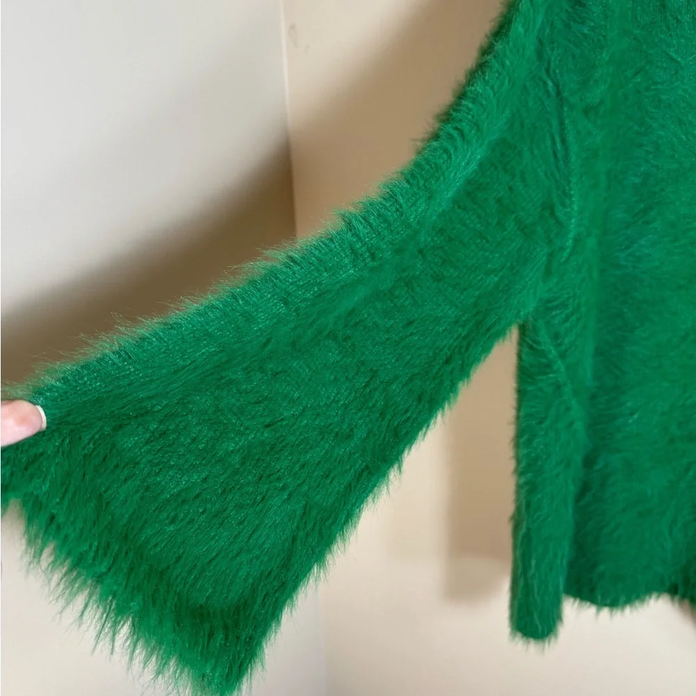 free people green fuzzy sweater size‎ extra small, is oversized